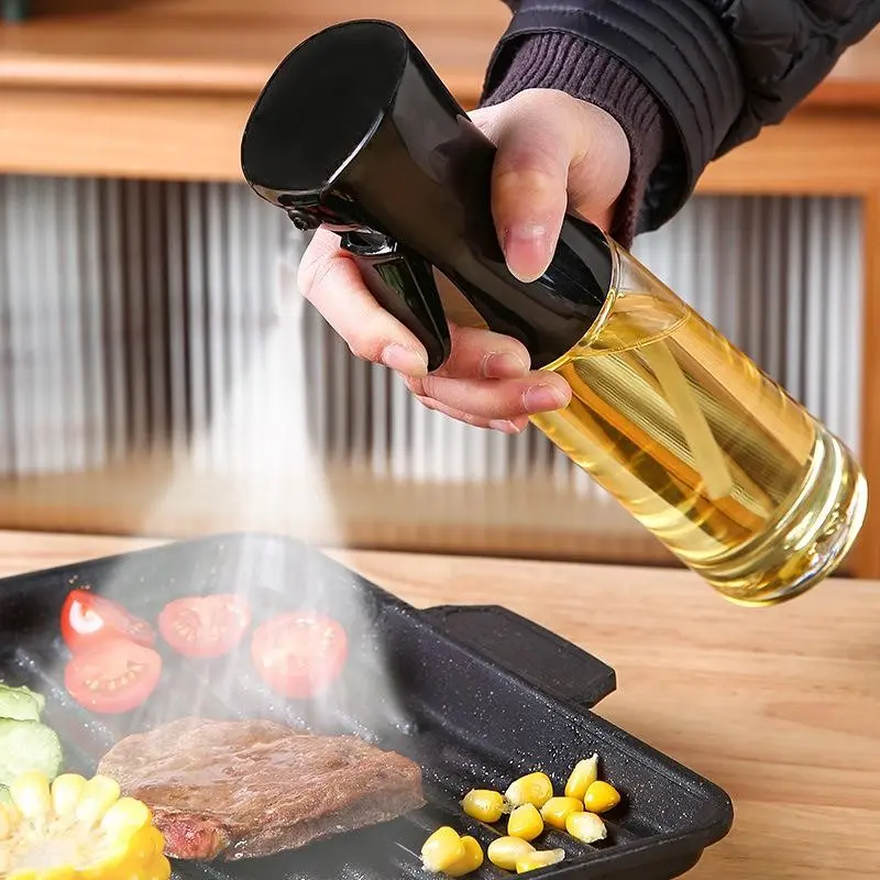 300ML BBQ Oil Sprayer Bottle, Kitchen Press Spray Fine Mist Seasoning Bottle, Olive Oil Baking Modern Simple Oil Pot
