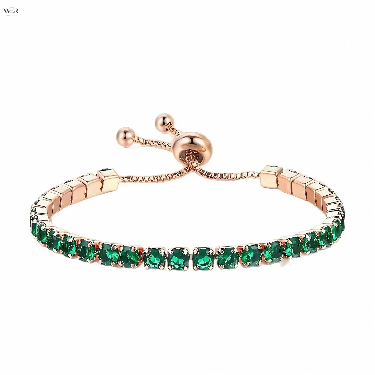 Adjustable Slider Tennis Bracelet, 11 Color Options 3mm Round Crystal Pull-Tight Wristband 21cm Max Length, Rose Gold/Silver Tone Stackable Rhinestone Bracelet for Daily & Party Wear