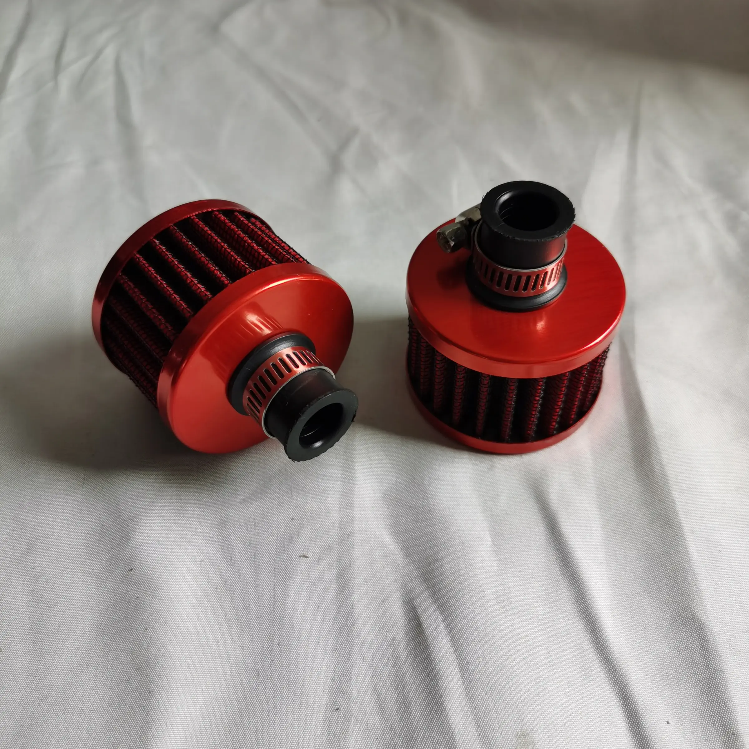 2pcs 12mm Mini Air Filter, Universal Crankcase Vent, Cold Air Intake Breather Filter, Chrome, Af015 Model, Nonwoven Fabric Material, Auto Parts, Motor Part