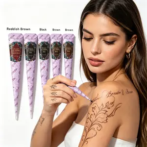 Set of 6 henna tattoo cones made of organic plants. Gentle and skin-friendly, waterproof and fade-resistant. Great for DIY hand painting and unique temporary tattoos for men and women.