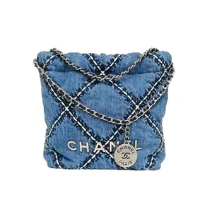 Pre-owned CHANEL 22Bag Tote Bag Mini 20cm Denim Blue P226663539