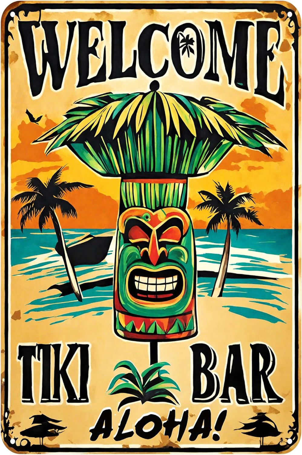 Creative Metal Logo -8x12 Inch Tiki Bar Logo - Perfect Gift for Friends - Hawaii Backyard Oasis Outdoor Terrace