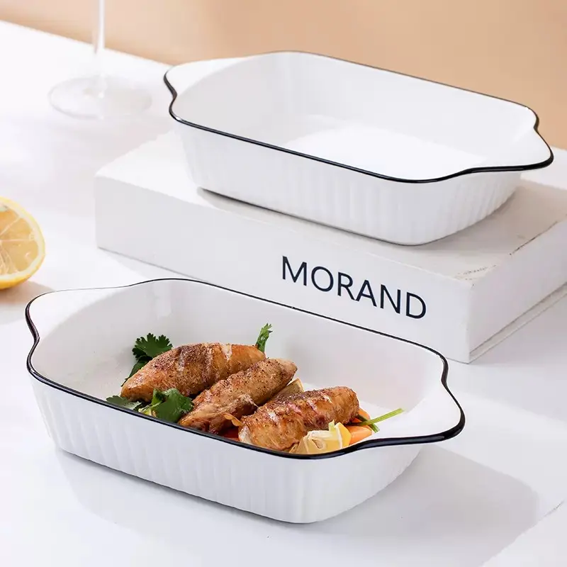 3-Piece Ceramic Dinnerware Set, Vertical Pattern Pasta Plate, Microwave Safe Salad Bowl, Durable & Elegant Tableware