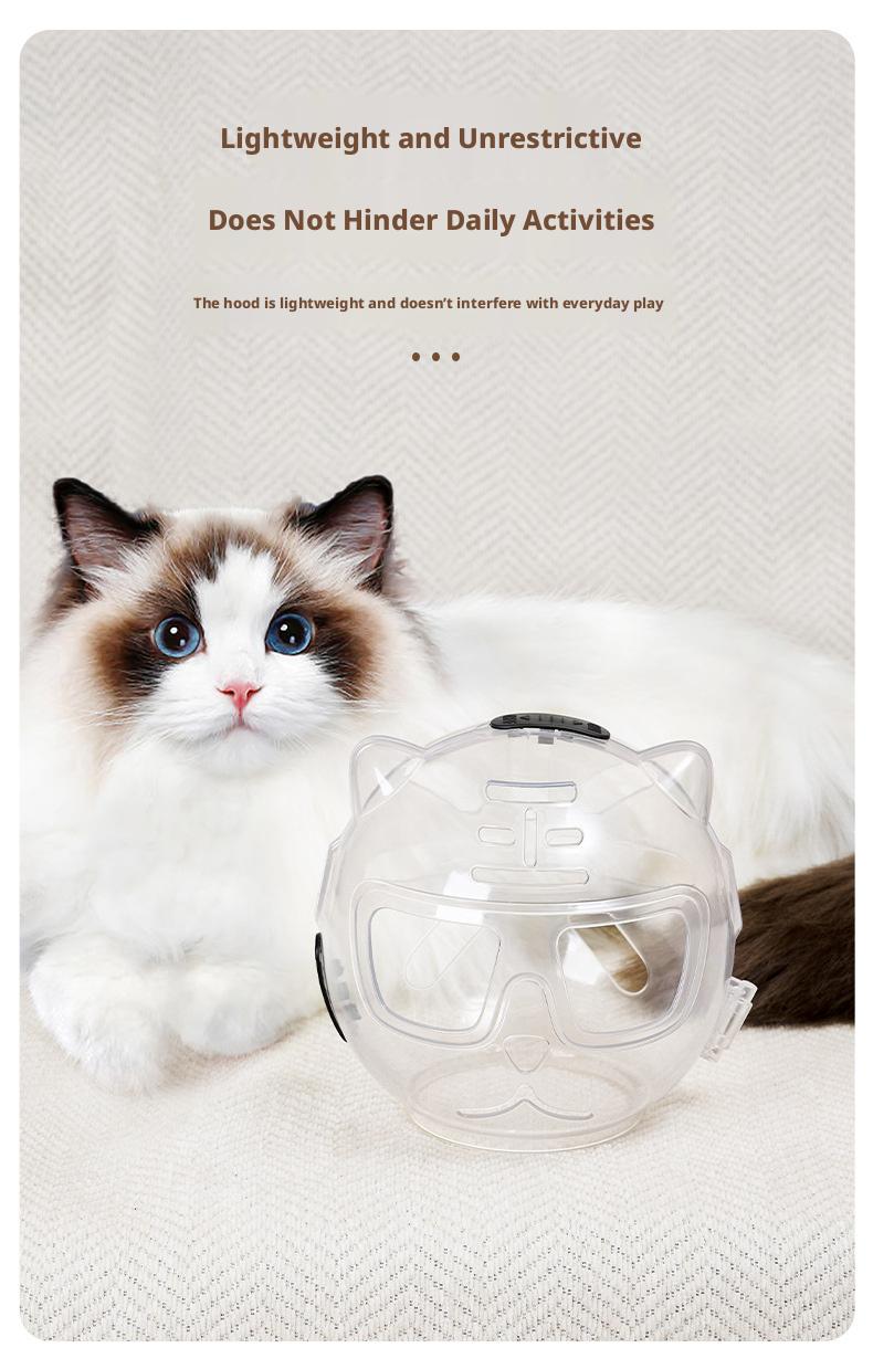 PetBoba Transparent Cat Space Head Cover Elizabeth Collar, Anti-Bite Anti-Scratch Anti-Licking Anti-Fighting Pet Protective Headgear for Bathing & Nail Trimming