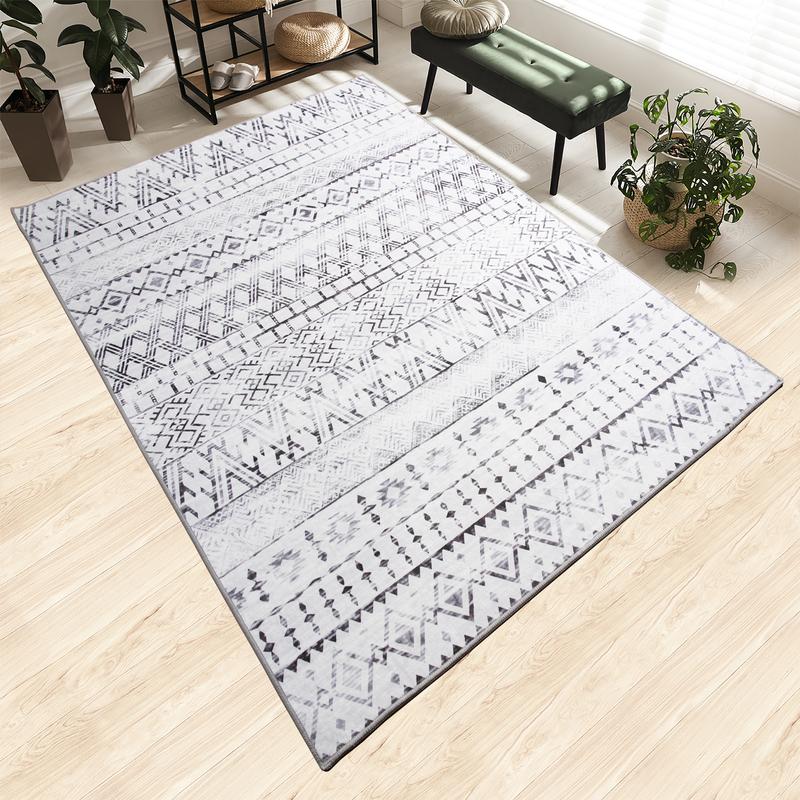 8x10ft Soft Retro Area Rug - Machine Washable & Anti-Skid! Perfect Home Decor + Gift