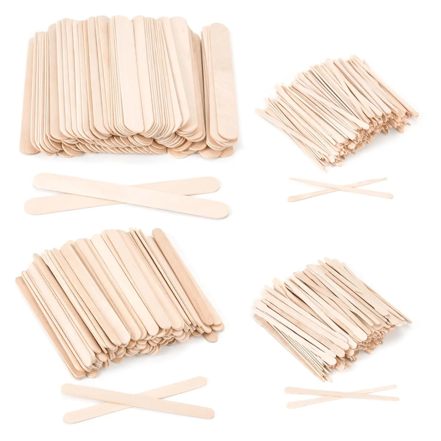 1000Pcs Waxing Sticks - 4 Style Assorted Wood Wax Sticks for Body Face Hair Removal, Eyebrow Lip Nose Small Waxing Applicator Sticks, Wax Spatula Applicator Wooden Craft Sticks