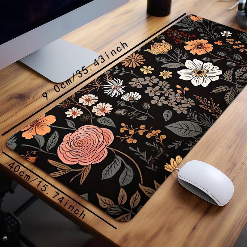 Creative Floral Pattern Mouse Pads, 1 Count Rectangle Gaming Mouse Pad, Office Keyboard Pad, Non-slip Computer Mat for Office, Home Gaming, Desktop Accessory