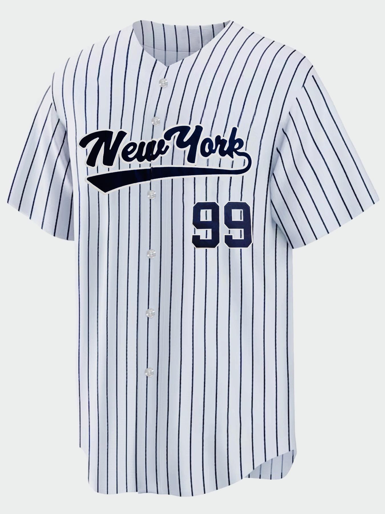 Men's Letter & Number Print Baseball Jersey, Casual Breathable V-neck Short Sleeve Pullover Uniform for Training & Competition, Embroidered Design Baseball Top, Jersey Shirts, Sports Top