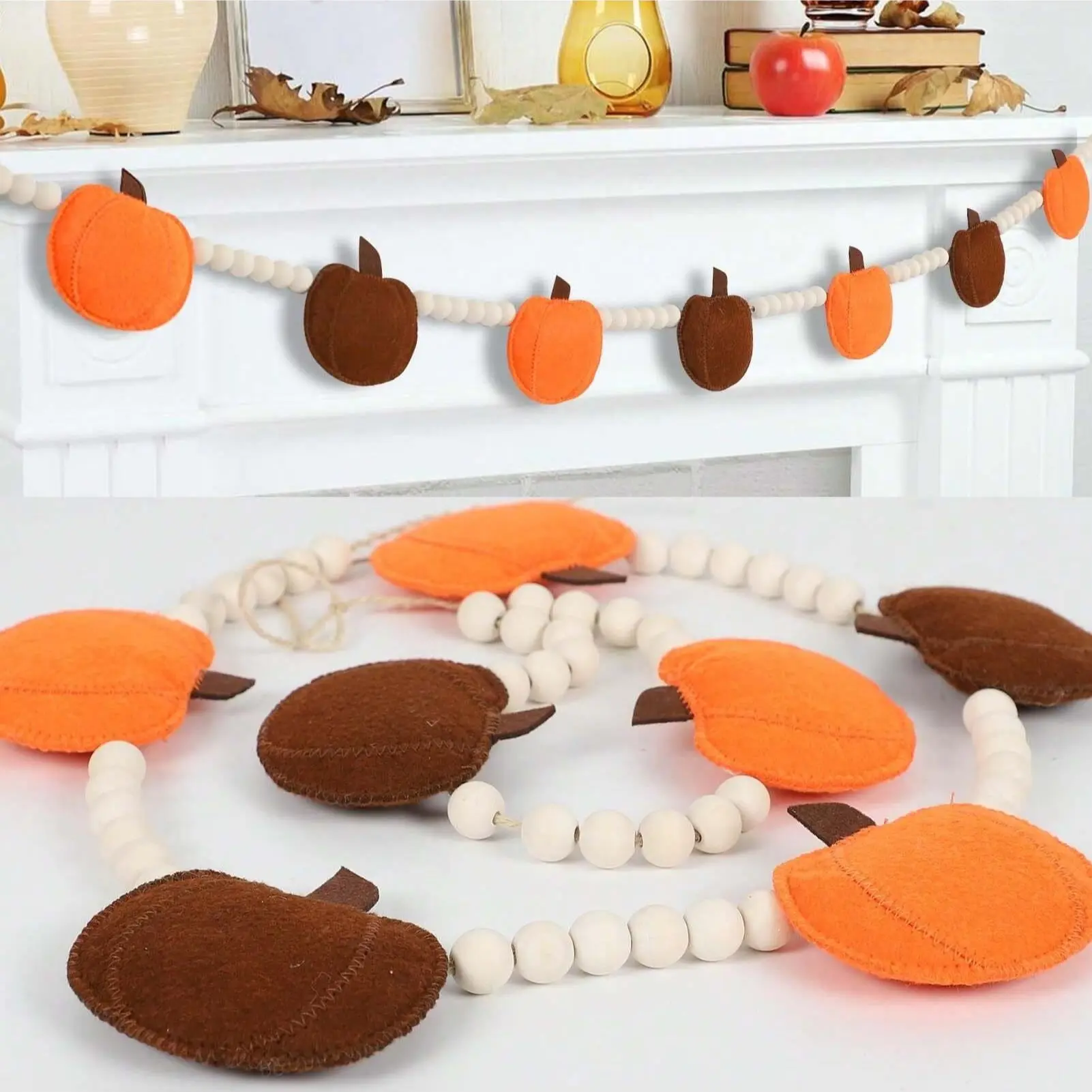 1Pc Halloween Pumpkin Decoration Hanging Ornament, Felt Pull String Fireplace Decor, Essential Halloween Prop, Wall Decor Item