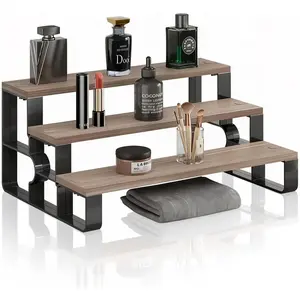Cologne Organizer for Men,Perfume Organizer for Dresser,3 Tier Bathroom Organizer,Makeup Organizers,Wooden Display Riser Stand for Vanity,Bedroom,Dressing(Walnut-Width=11.2")