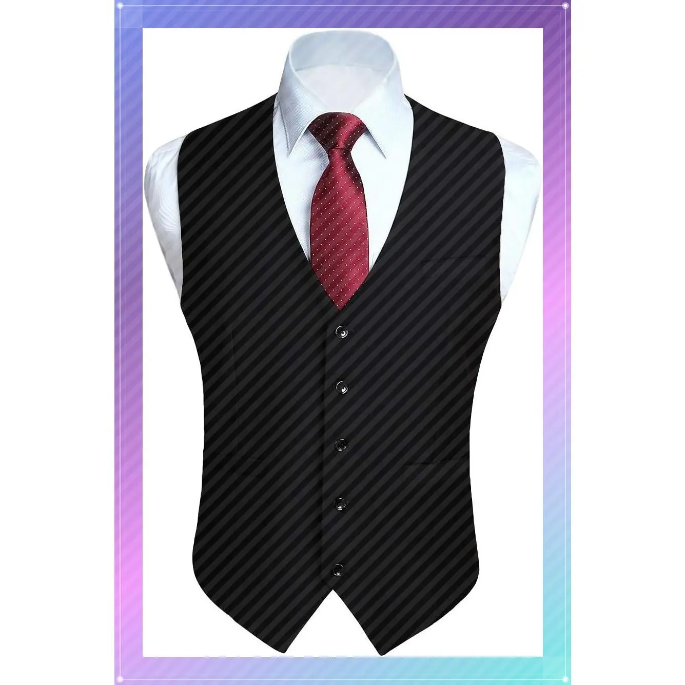 Men’s Suit Vest Waistcoat with 3 Pockets Slim Fit for Business Formal Wedding Prom and Casual Tuxedo WearGift