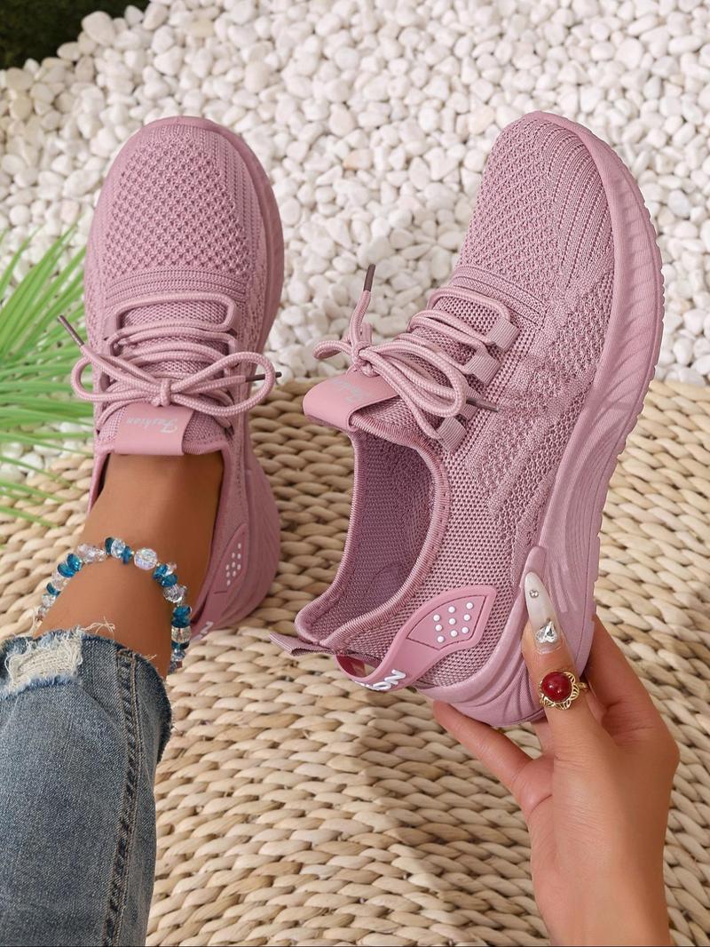 Women's Fashionable Mesh Breathable Lightweight Sneakers, Knitted Running Shoes, Casual Comfortable Sports Running Shoes, Female All-match Round Toe Shoes for Daily Wear