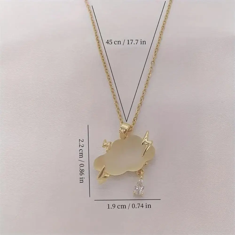 Trendy Lightning Cloud Pendant Necklace, Titanium Steel & Copper Alloy Jewelry for Women with Satin Gold Finish, Elegant Birthday Party Gift, Anniversary, Female, All Seasons, Casual, Creative Trendy Cool, Daily, Metal Coating, Solid, Trendy Jewelry, Clou