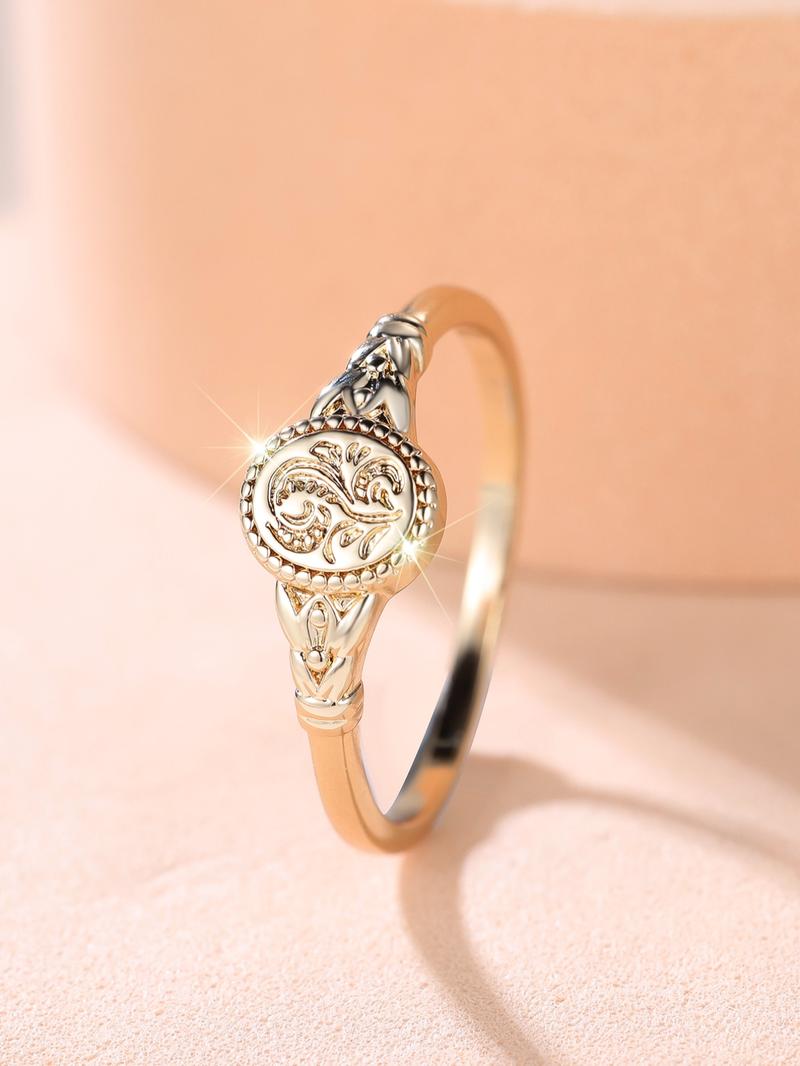 Women's Elegant Flower Engraved Ring, Elegant Casual Ring, Exquisite Trendy Ring, Fashionable Jewelry for Women As Birthday Anniversary Gift