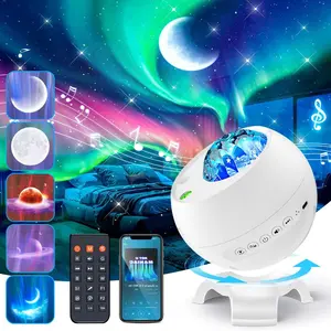 Rechargeable Projector Table Lamp Holiday Gifts Aurora Northern Light  Ambient Projector Light Bedroom Wireless Ocean Wave Star Moon Aurora Dome Projector