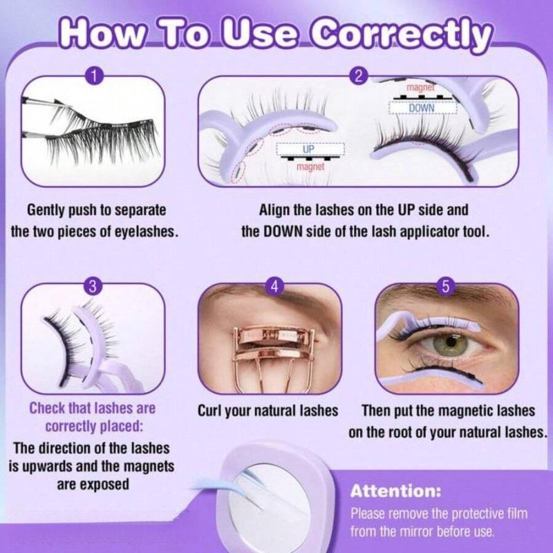 Soft Magnetic Eyelashes, Dual Magnetic False Eyelashes without Eyeliner, Extensions, Waterproof, Reusable, Glue-Free, Eyeliner-Free Makeup Cosmetic,Natural Look
