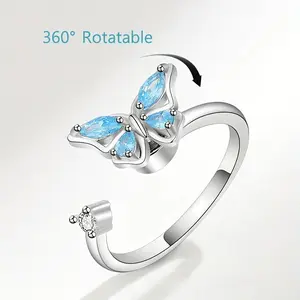 Women's Neutral Rotating Fidget Ring - Luxury Stress Relief Spinner Band, Fashionable Unique Design for Daily Wear Anxiety Relief & Casual Matching, Summerwins Fidgets,y2k,jewelry,
