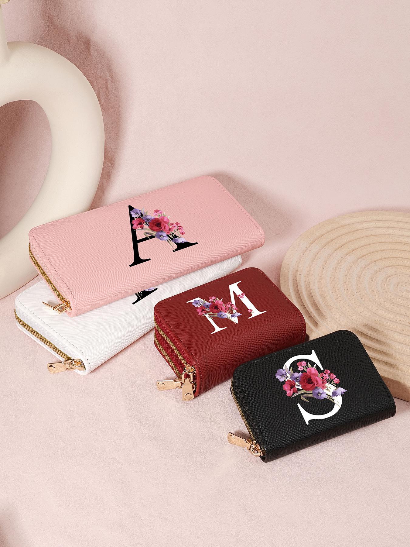 Women's Floral & Letter Pattern Wallet, Fashionable Zipper Card Holder, Casual Versatile Wallet for Daily Use