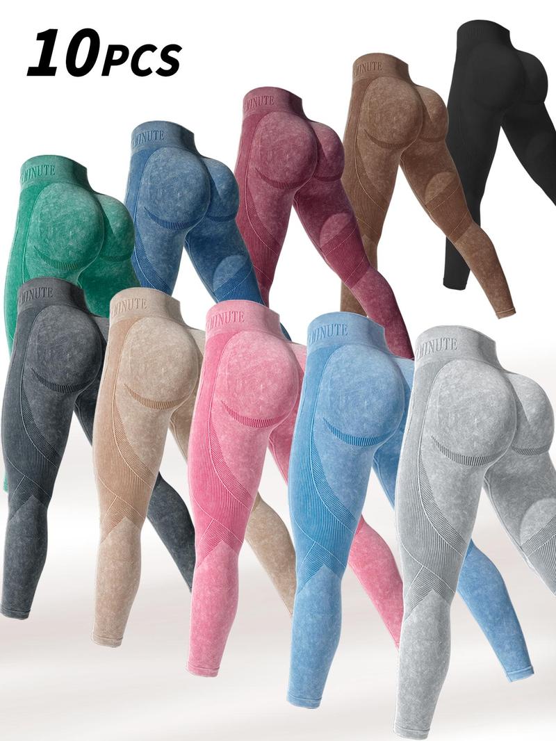 Women's Solid Sports Leggings, Gym Tights Clothes, Breathable Comfortable Seamless Yoga Leggings, Ladies Sportswear for Gym Workout Running, Gym Sportswear Bottoms