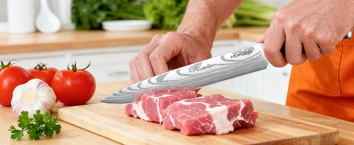 18PCS Kitchen Knife Set, Professional Chef Knife Set with Roll Bag, High Carbon Stainless Steel Japanese Knives, Full Tang Pakkawood Handle, Ultra Sharp