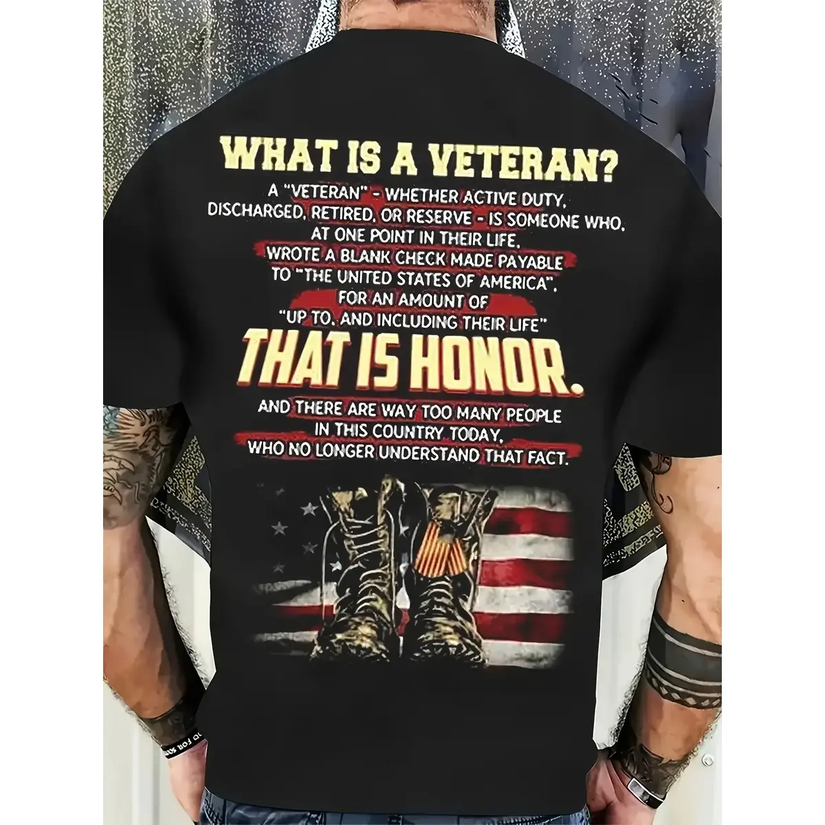 Men's Plus Size Patriotic Graphic T-Shirt, Casual Short Sleeve Crew Neck Cotton Top with a Retro Military Tribute Print for Veterans Day, Tshirt, Shortsleeve, Menswear, Fabric, Knit, Round Neck, Stretch, Regular Fit, 100% Cotton, All Season, Geometric Car