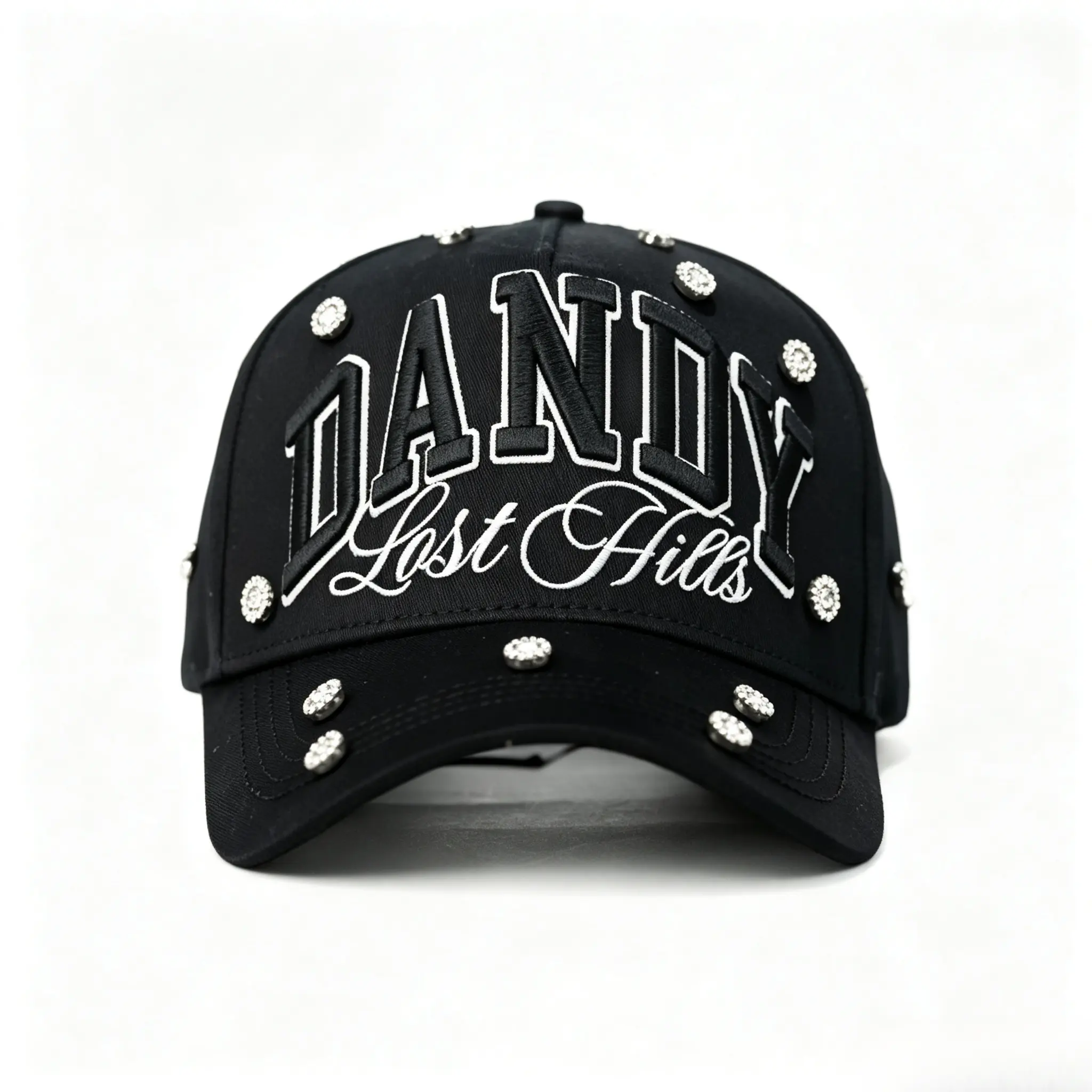 DANDY Lost Hills 3D Embroidery Rhinestone Studded Baseball Cap Dark Luxury Unisex Streetwear