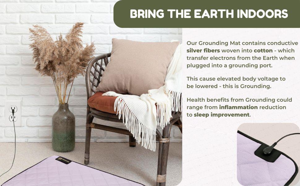 Grounding Mat for Feet, Soft Cotton & Silver Fiber, for Sleep &, Grounding Pad for Anti-Aging & Inflammation, Grounding Mat for Bed and Desk (24x16 Inches)