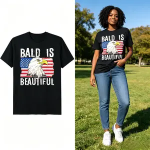 Bald is Beautiful Bald Eagle Funny Patriotic T-Shirt, Unisex Soft Cotton America250 4th Of July Independence Day Casual Graphic Top