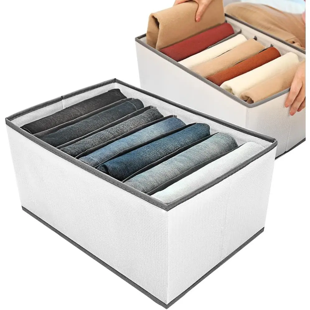 7-Grid Closet Organizers and Storage Bins with Dividers for Clothes,1 Pack | Separate Compartments, Large Size, -proof, Stackable, Foldable Wardrobe Fabric Boxes for Clothing Pants, Bedroom