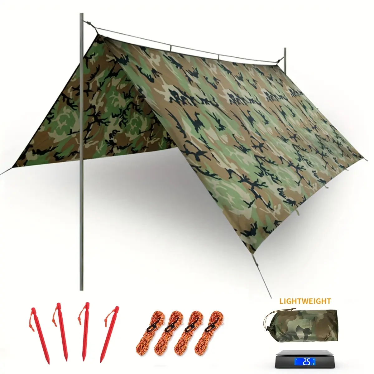 Outdoor Camping Tarp Canopy Backpacking High Quality and UV Protect, Portable, Foldable Tent for Garden, Hiking, Outdoor Survival