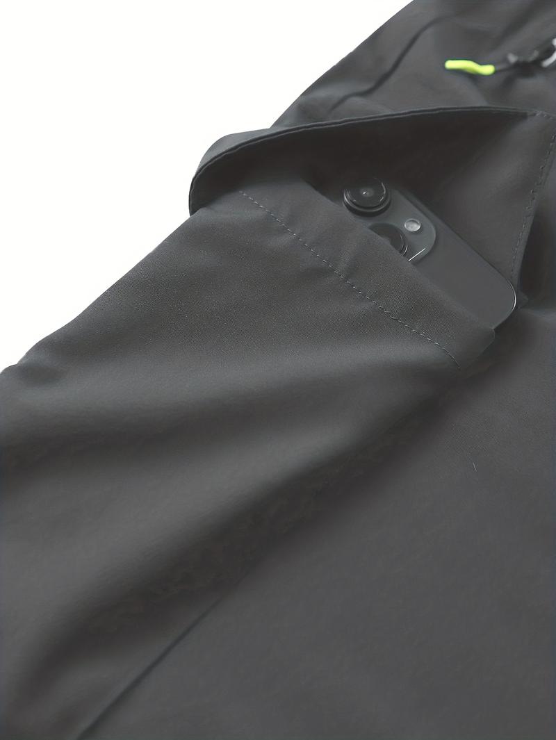 Women's Heavy-Duty Cargo Pants with Multi-Zipper Pockets & Neon Green Accents – Full-Length Trousers for Outdoor, Travel & Casual Wear in Spring/Fall Seasons – Belt-Style Waist Drawstring and Non-Slip Leg Construction