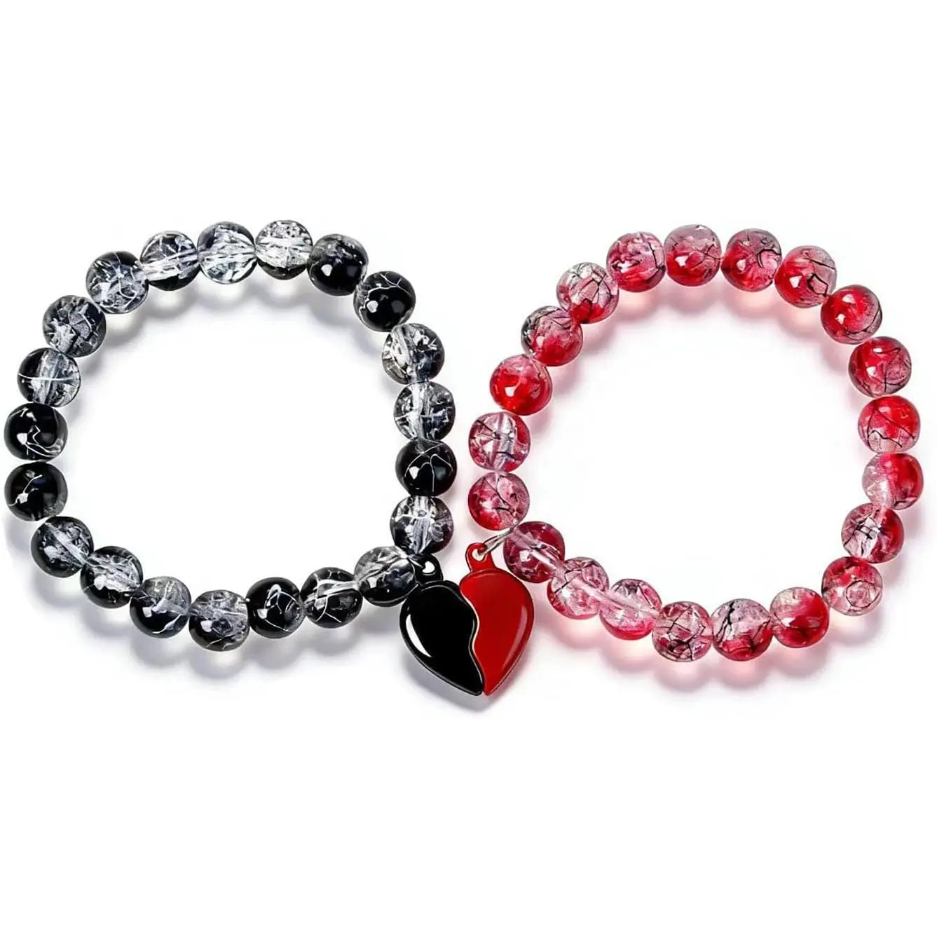 Matching Bracelets for Couples Personalized Relationship Bracelets Red and Black  Stone Beaded Heart Sun Charm Bracelet Valentine's Day Birthday  Gifts