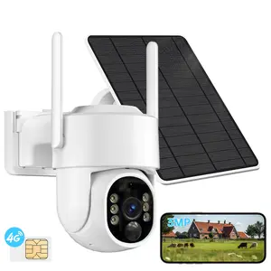 4MP Solar PTZ Security Camera Built-in Rechargeable Battery 4G Wireless Dome Camera 360° Pan Tilt Surveillance CCTV Camera with 64GB Memory Card