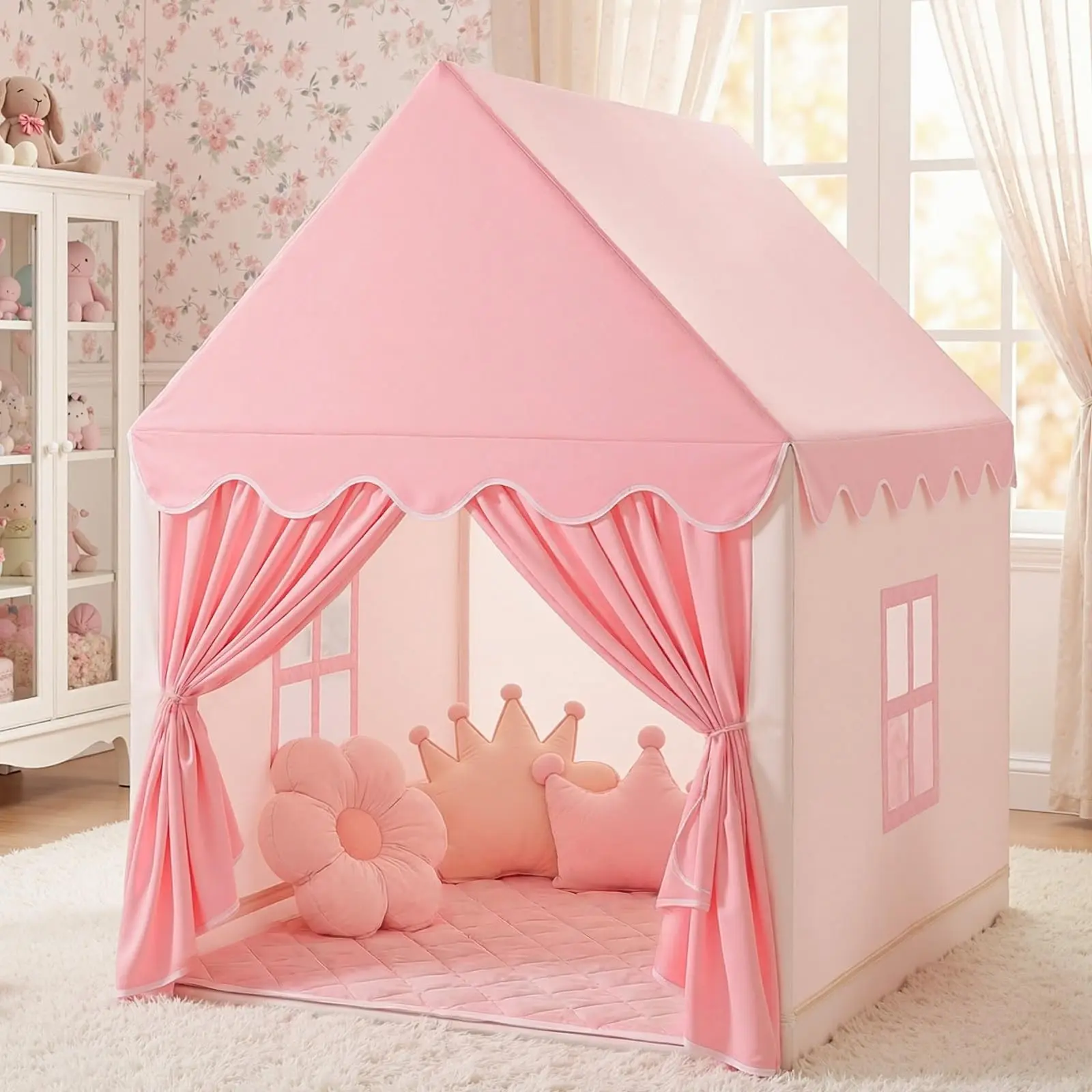 Indoor Princess Castle Play Tent, Kids’ Small Toy House Dollhouse for Pretend Play, Pop-Up Toddler Playhouse for Boys and Girls, Indoor/Outdoor Use