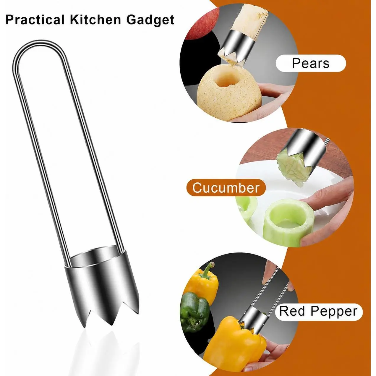 Red Bell Pepper Corer, Jalapeno Corer & Apple Stainless Steel Fruit and Vegetable Corer Gadgets, Core Remover Tool for Zucchini, Tomato, Pear and More Practical Kitchen Tools dealsforyou summerwins