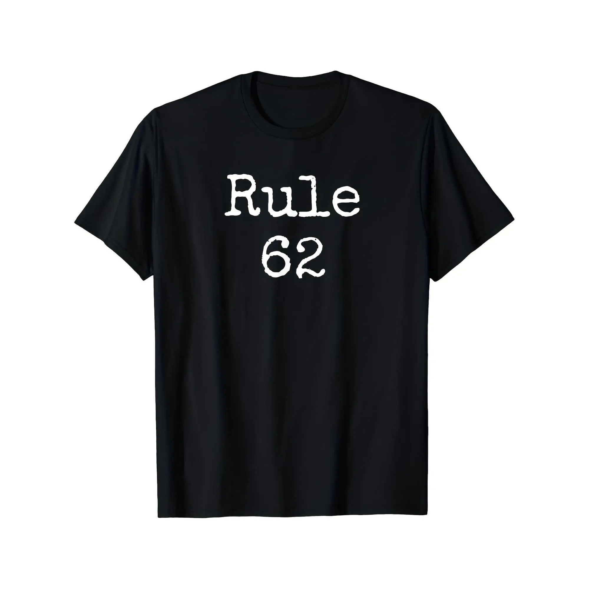 Menswear Cotton Knit Short Sleeve Casual Rule 62 Sobriety Anniversary T-Shirt - Unisex AA & NA Recovery Crew Neck Tee with Iconic Print, Soft Breathable Comfort Fit, Ideal for Sobriety Gifts, Meetings, Shortsleeve, Fabric, Round Neck, Tops, Stretch