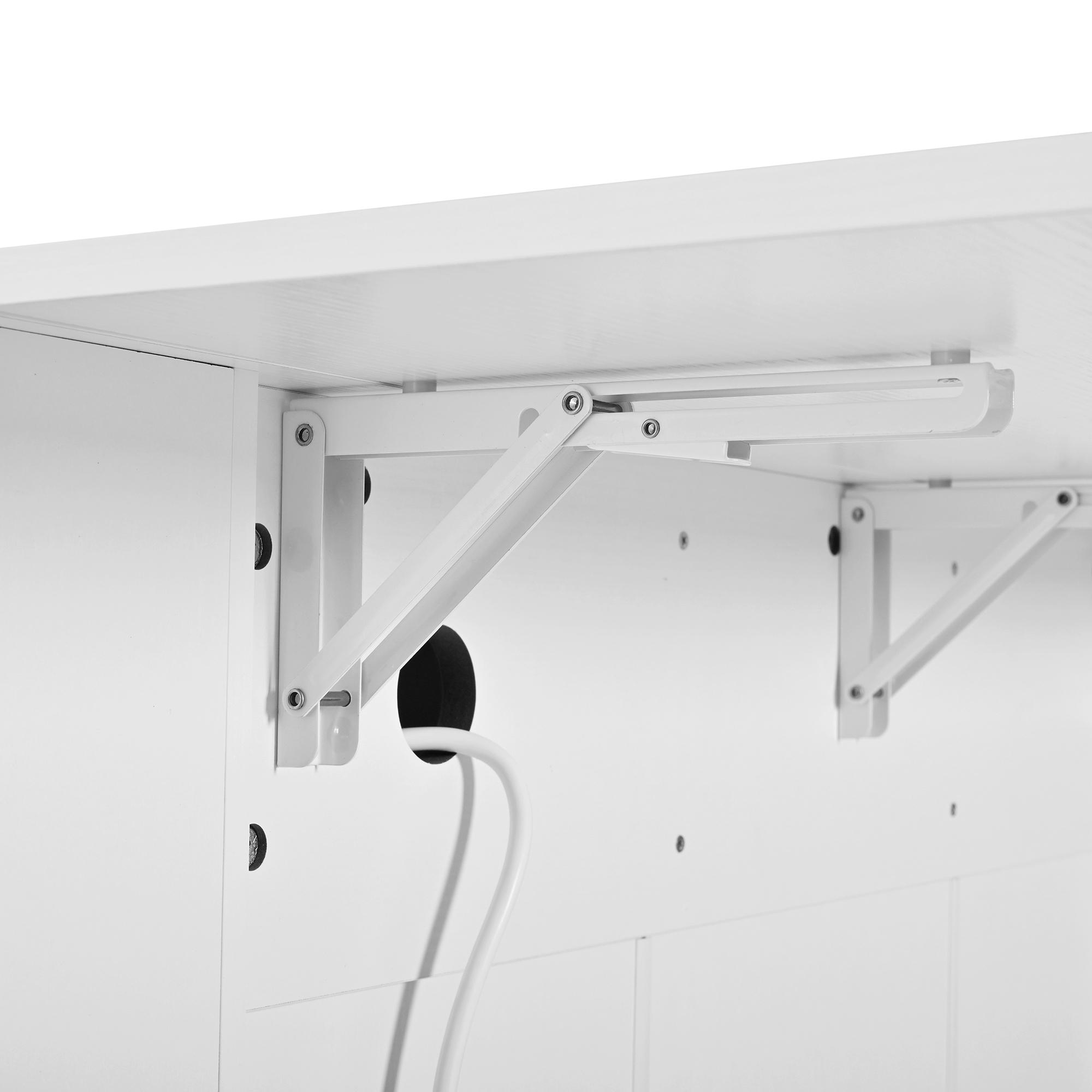 ARCH U_Style 47.2" Kitchen Island with Drop Leaf & Power Outlet, Wine Bar Cabinet with Bottle Rack & Glass Holder, Coffee Bar, 2-Door Buffet Sideboard with Side Shelves, Melamine MDF