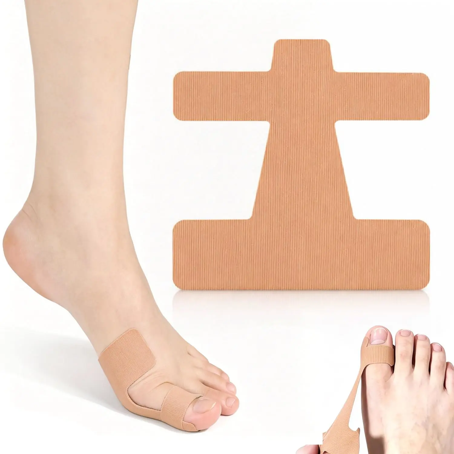 40pcs Pre-Cut Bunion Corrector Tape, Elastic Breathable Latex-Free Kinesiology Tape, Hypoallergenic Self-Adhesive Toe Support Strips for Hallux Valgus, Unisex (color)