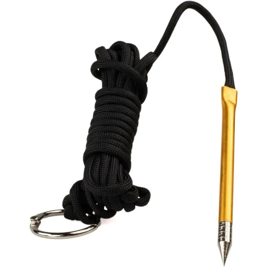 Durable 10ft Paracord Fishing Stringer Fish Holder, 550lb Capacity, with Metal Threading Needle, 1-Inch Split Ring for Wade or Shallow Water Fishing