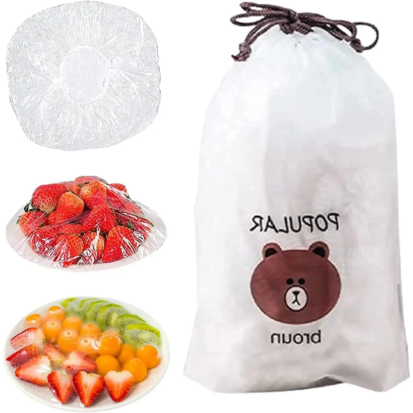 Keeping Bags -  Elastic  Storage Covers with Elastic Edging - Stretch Plastic Wrap Bowl Covers (100Pcs)