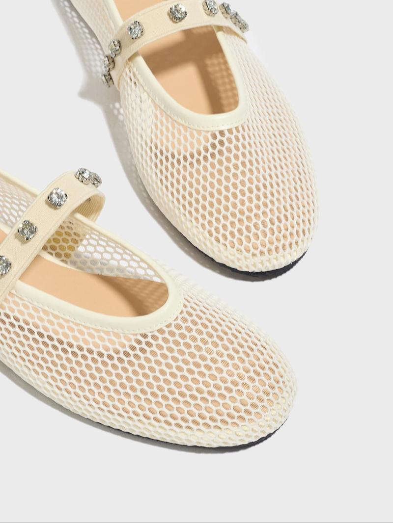 Women's Fashionable Mesh Decorated Flat Sandals, Casual Comfortable Slip on Sandals for Summer, Lightweight Breathable Shoes for Daily Wear, Elegant Minimalist Sandals