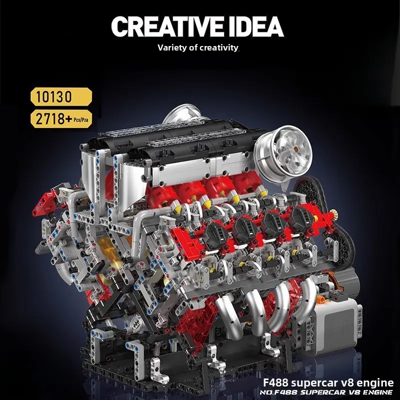 Large V12 Engine Tech Building Kit, Functional Moving Piston Model, Ideal Gift for Mechanical Enthusiasts, Car Lover Desk Decor Toy