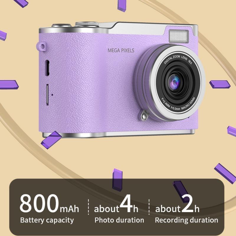 HD Digital Camera, 2.4 Inch Flip Over Display Screen Digital Compact Video Camera for School Photography, Outdoor Camera