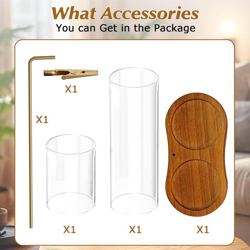 2-in-1 Incense & Candle Holder with Wooden Base and Removable Glass Ash Collector, Romantic Home Decor for Valentine’s Day, Perfect Aromatherapy Ornament for Living Room Bedroom