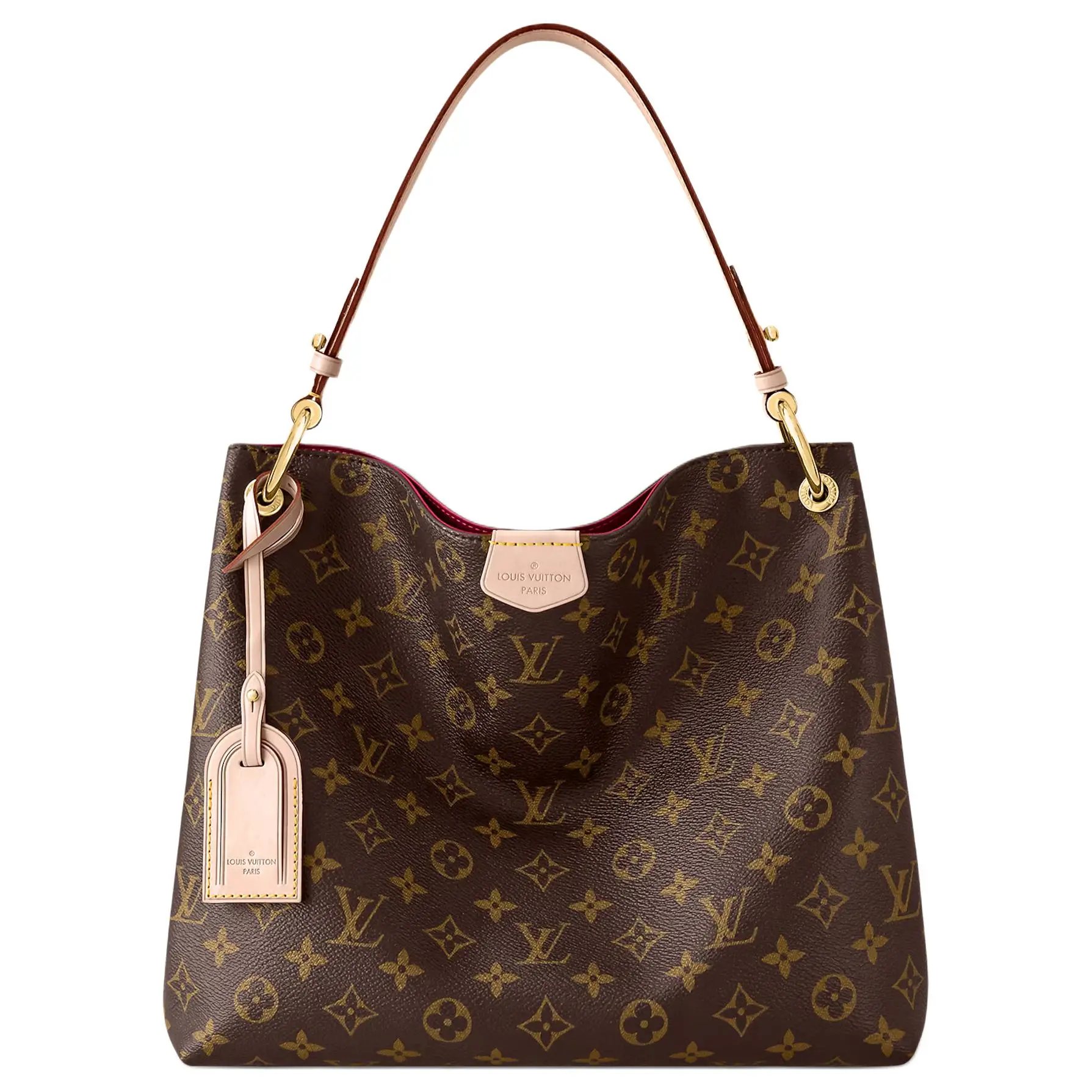 Women's Louis Vuitton Graceful PM Hobo Bag - Monogram Coated Canvas with Leather Trim, Brown, Formal Elegant Carry-All Handbag, Formal Women's Handbags, Elegant Women's Handbags