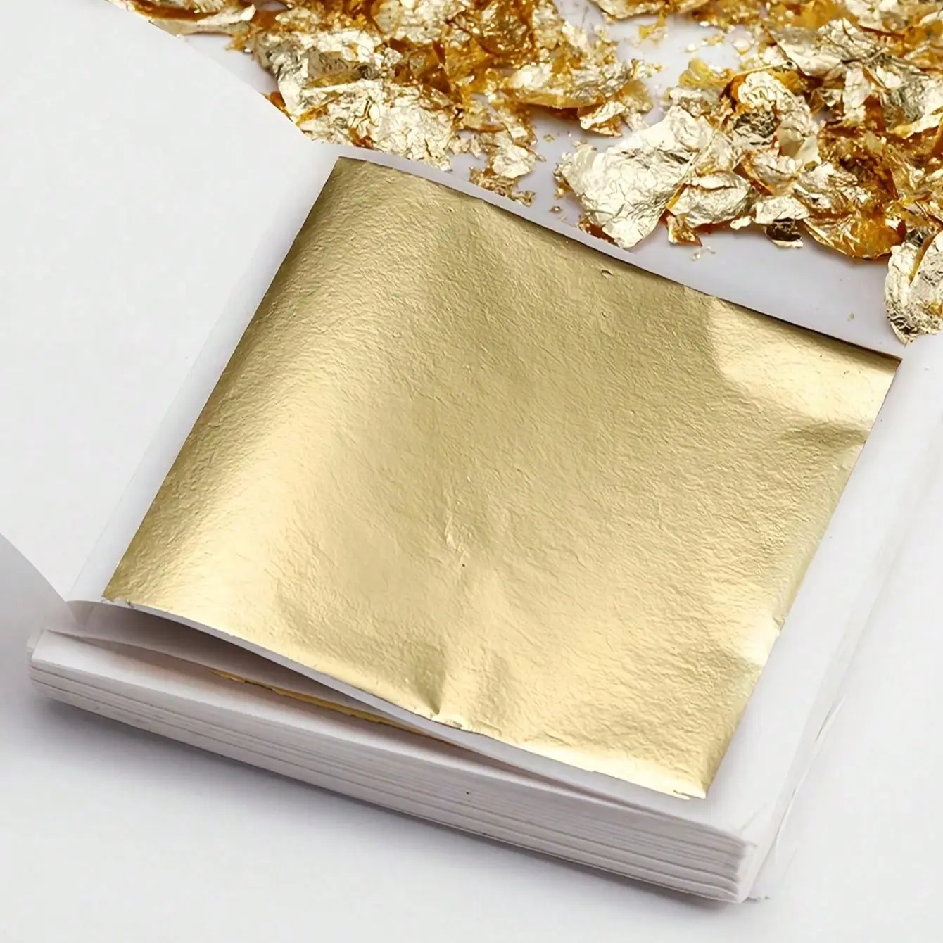100 Sheets Imitation Gold & Silver Foil Paper, DIY Craft Foil Flakes for Cake Decorations, Birthday Party, Wedding, Resin, Candles, Gypsum Crafts & Nail Art