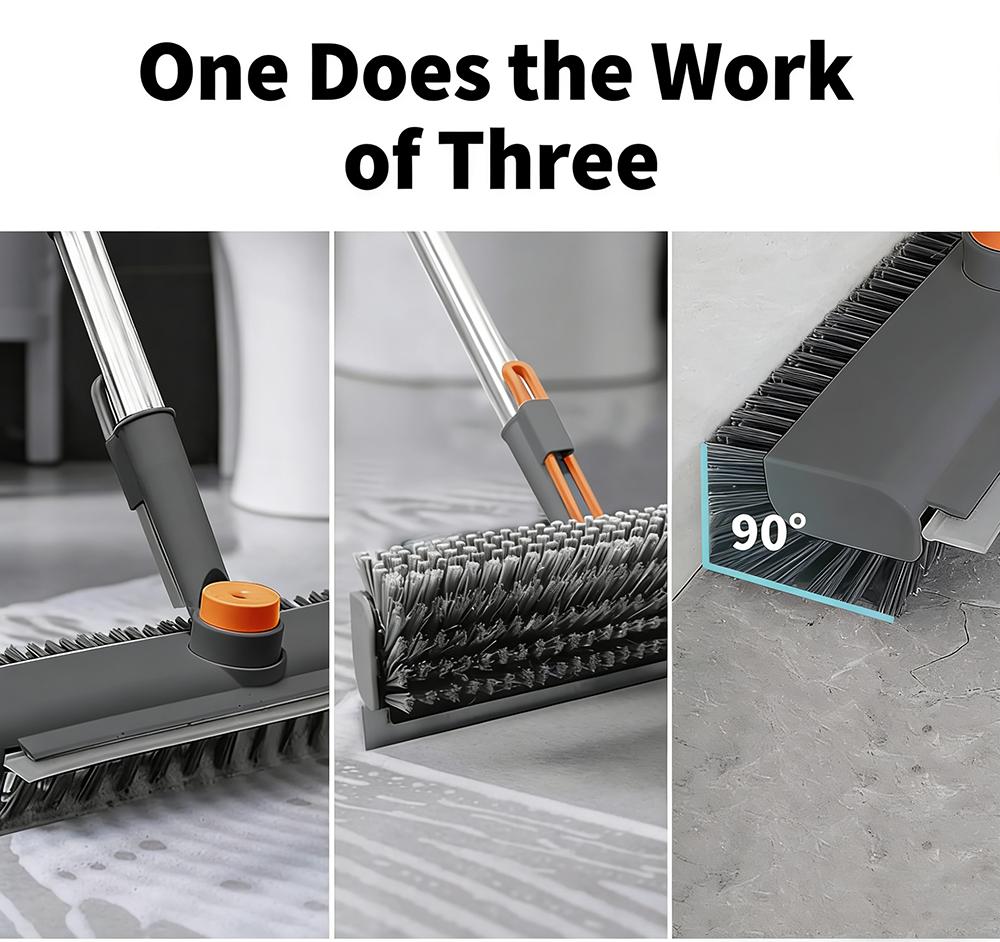 3in1 Long Handle Floor Scrub Brush Heavy Duty Stiff Bristle with Squeegee Tweezer for Tile Wall Deck Bathroom Patio Garage Kitchen Cleaning Adjustable Extendable Pink Broom and Dustpan Set pipe cleaners cleaning Hands-Free Flat Mop Bucket System air broom