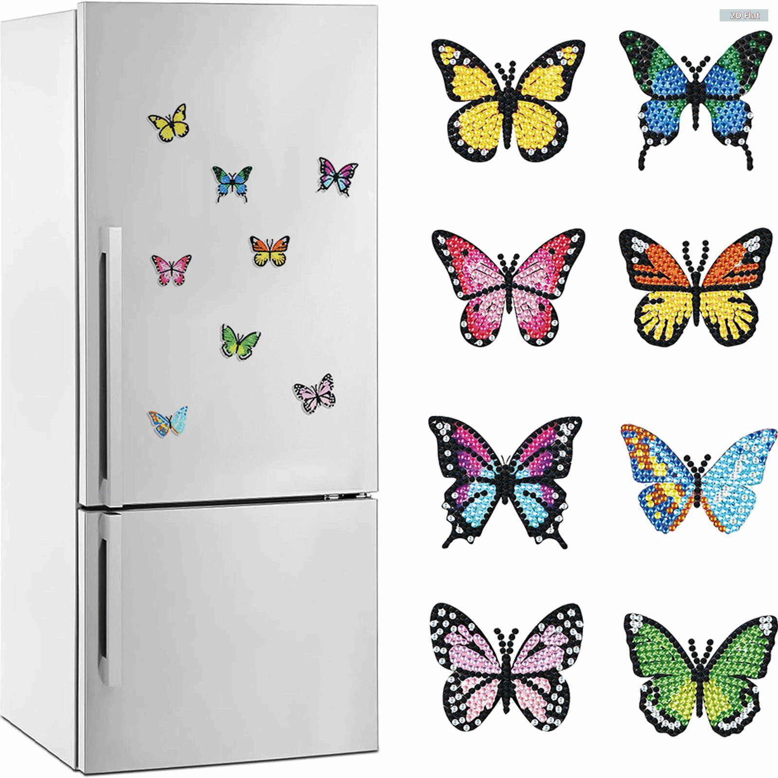 2D FLAT6Pcs 2D/Flat DIY Diamond Art Refrigerator Magnet Diamond Painting Fridge Magnets Crystal Sparkling Diamond Magnets Set for Refrigerator Mailbox Diamonds Painting Kits Includes All the Materials, Offering a Relaxing and Enjoyable Crafting Experience