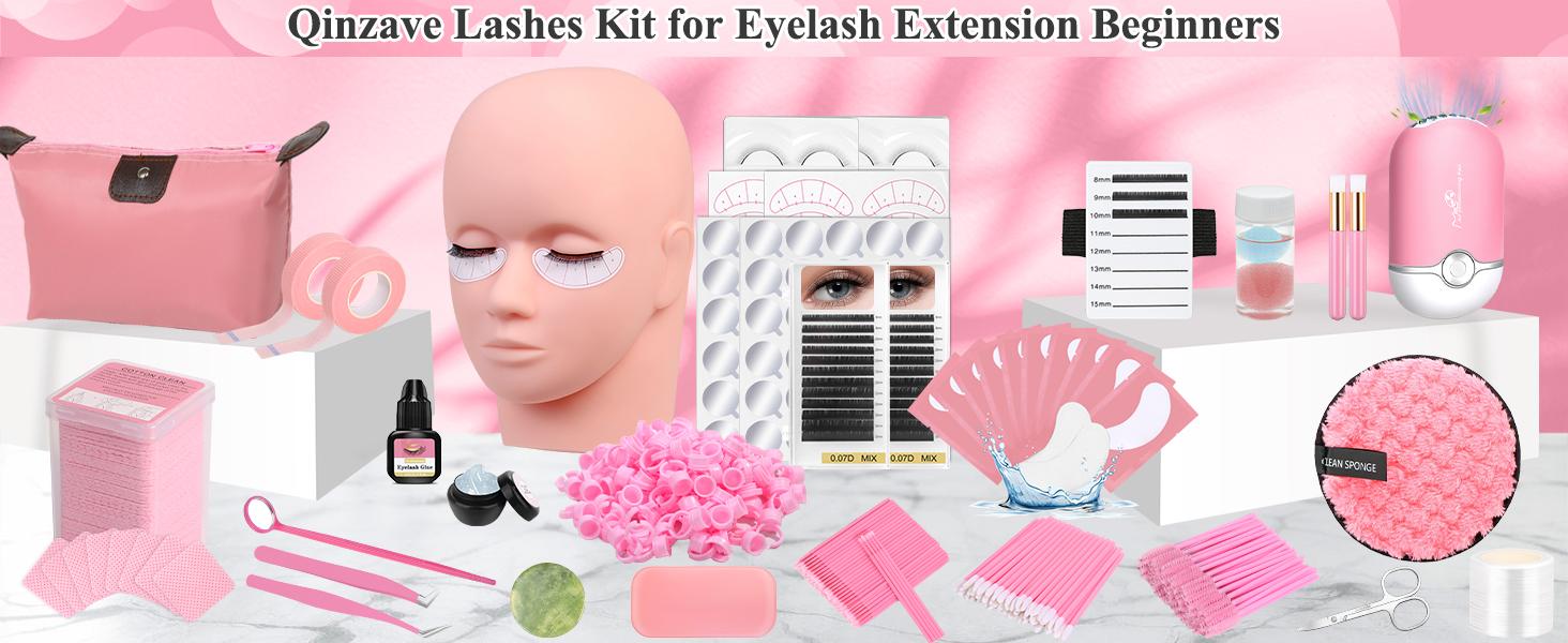 Lashes Kit for Eyelash Extension Beginner Lash Tech Starter Kit with Eye Lash Mannequin Head, Professional Eyelash Extension Kit with Lash Fan, Extension Glue and Eyelash Remover for Practice Lashes Kit for Eyelash Extension Beginner Lash Tech Starter Kit with Eye Lash Mannequin Head, Professional Eyelash Extension Kit with Lash Fan, Extension Glue and Eyelash Remover for Practice