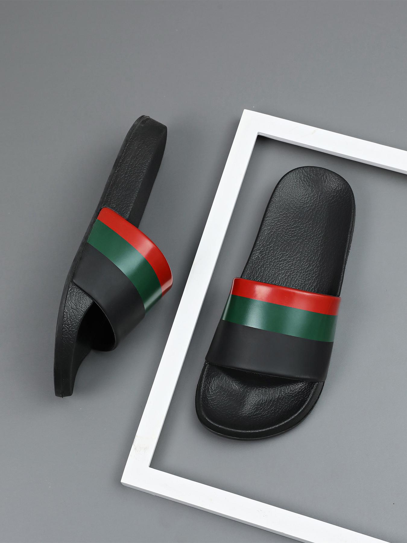 Trendy brand slippers for men to wear outside in summer, anti-slip and wear-resistant, outdoor casual beach cooling slippers, home bathroom bathing one-line slippers